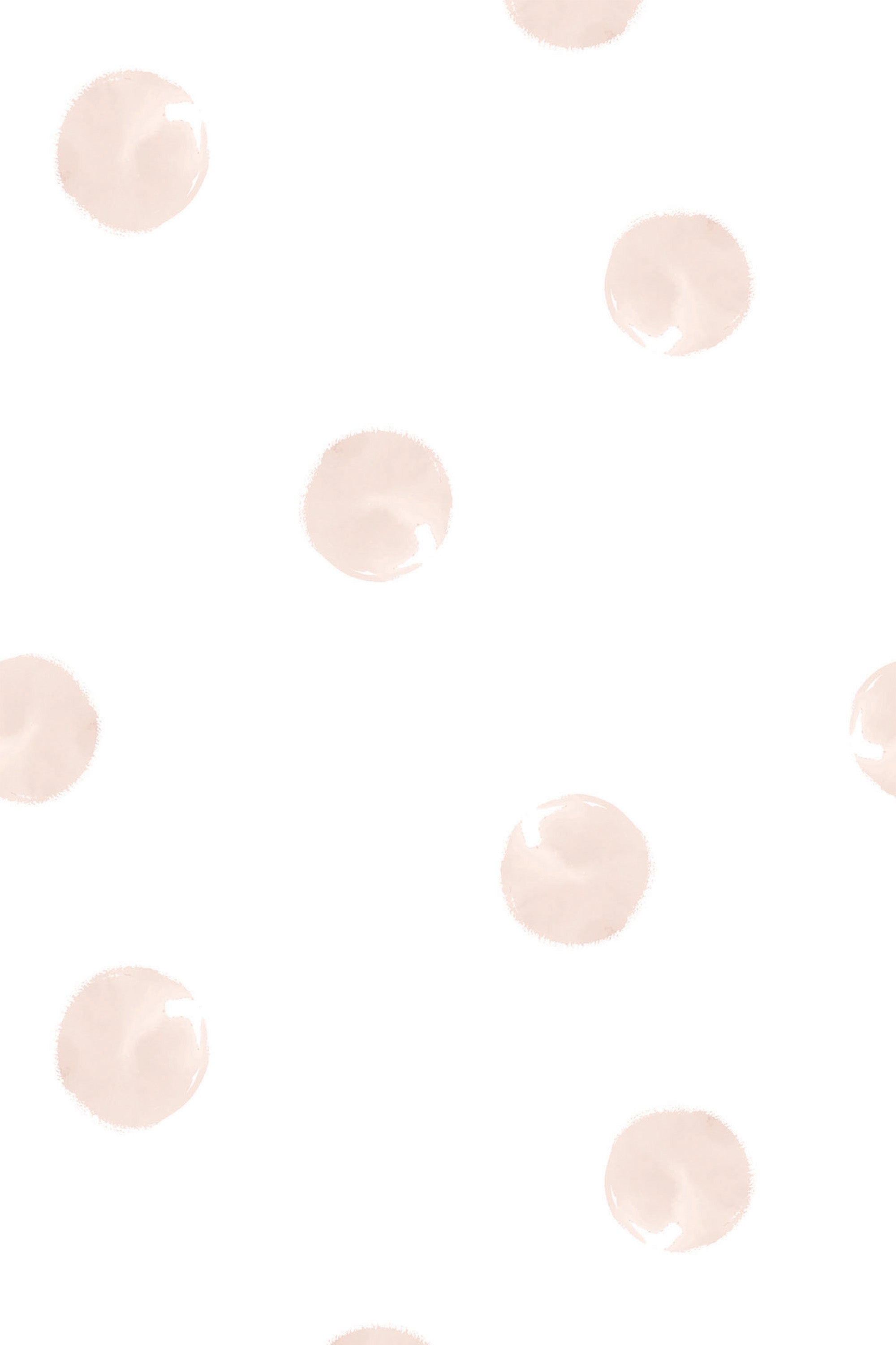 Light pink watercolor-style dots on a white background, with a simple and modern design. Peel and stick removable wallpaper.