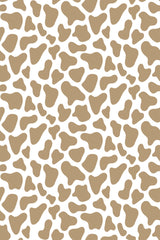 A repeating pattern of irregular brown spots on a white background, resembling a giraffe's skin. Peel and stick removable wallpaper.
