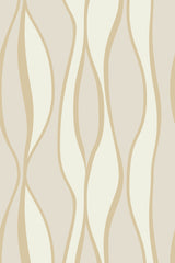 Flowing wavy beige and cream lines on a soft background create an elegant and modern geometric pattern, peel and stick removable wallpaper.