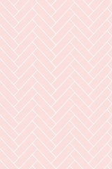A repeating herringbone pattern in light pink, with thin white lines forming a zigzag design, peel and stick removable wallpaper.