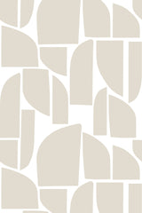 Beige abstract shapes arranged in a geometric pattern on a white background, creating a modern and minimalist look. Peel and stick removable wallpaper.