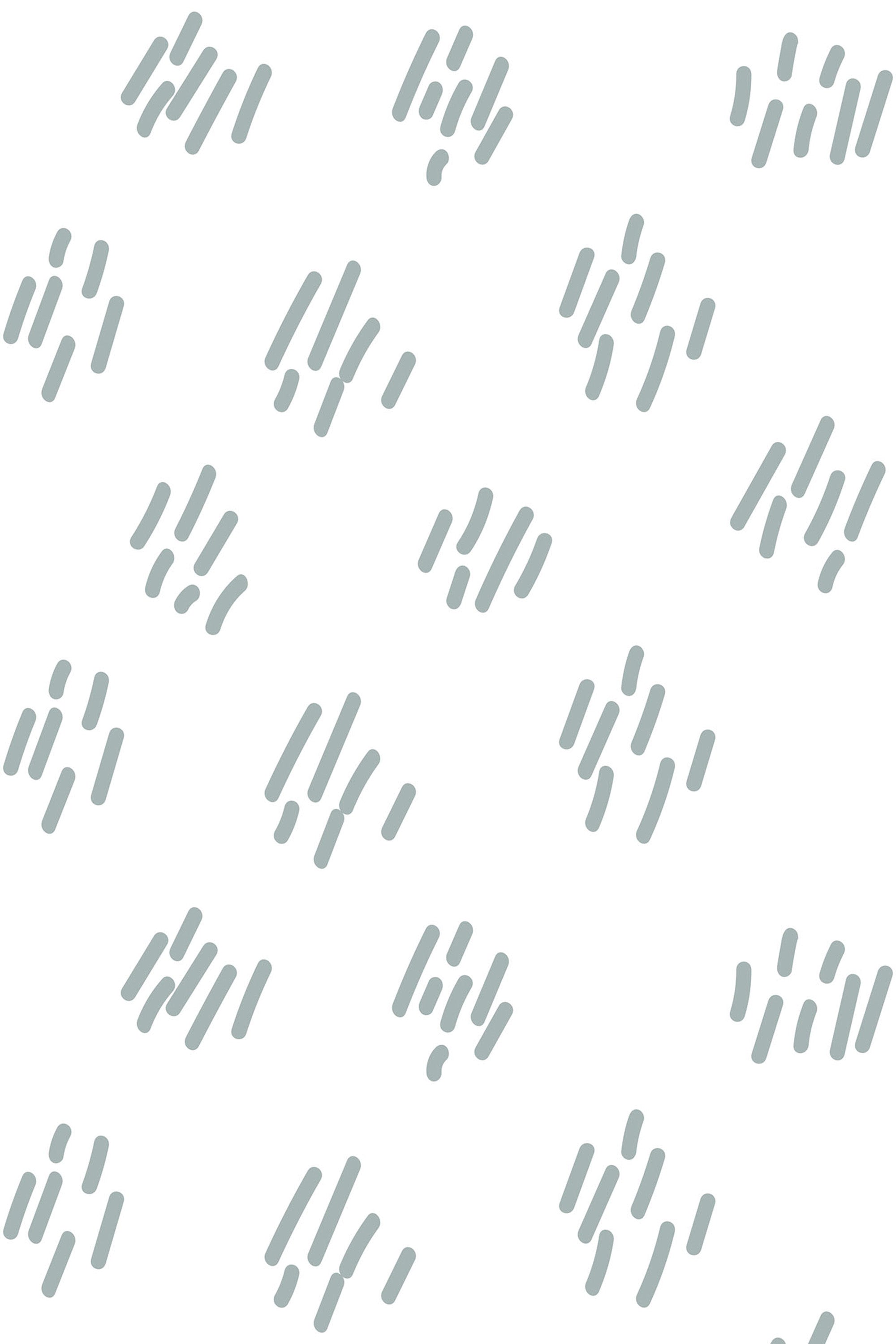 Abstract brushstroke pattern scattered across a white background with muted green dashes in a minimalist, modern style. Peel and stick removable wallpaper.