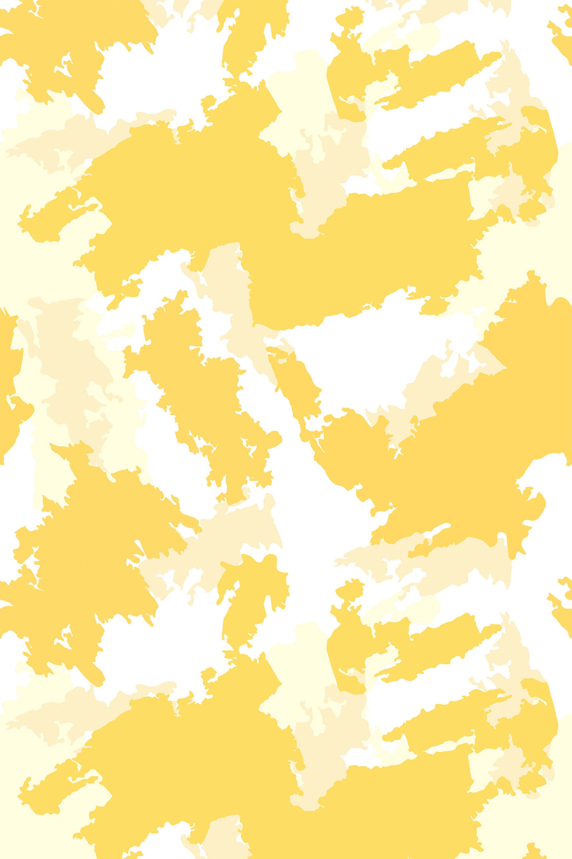 Abstract watercolor pattern with irregular, overlapping brushstrokes in shades of yellow and white. Peel and stick removable wallpaper.