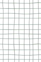 A simple grid design featuring thin, slightly wavy dark green lines on a white background. The lines create uneven rectangular shapes, giving the wallpaper a minimalist and modern look. Peel and stick removable wallpaper.