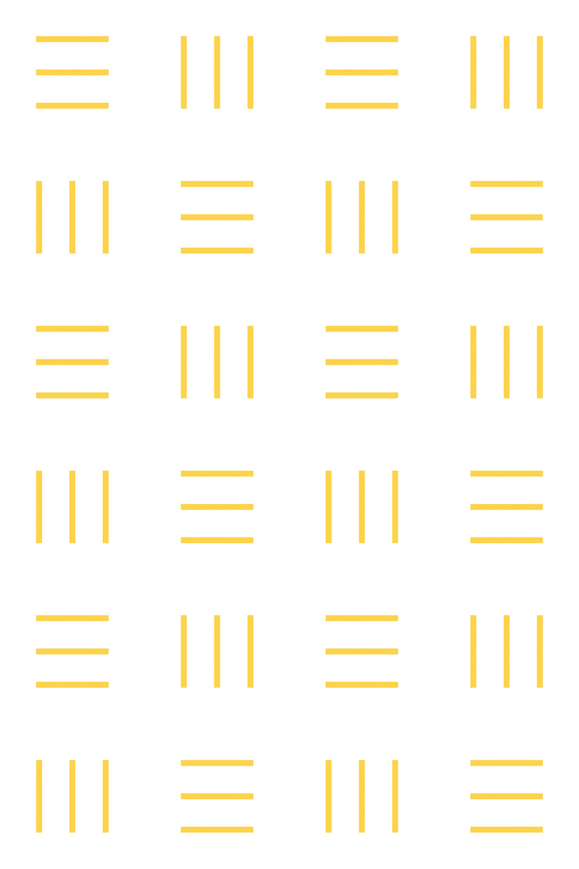 Yellow horizontal and vertical lines arranged in a grid pattern on a white background, creating a clean and modern geometric repetition. Peel and stick removable wallpaper.