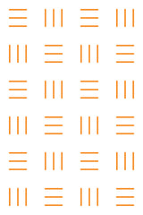 Orange vertical and horizontal lines in varying patterns arranged in a grid on a white background, creating a symmetrical geometric design. Peel and stick removable wallpaper.