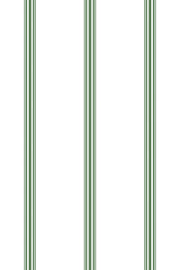 Green stripes alternate in varying thicknesses with thin brown borders, separated by a wide white background. The pattern has a classic, understated elegance typical of French-inspired design. Peel and stick removable wallpaper.