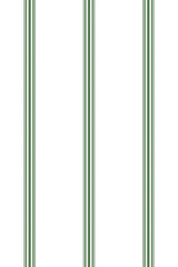 Green stripes alternate in varying thicknesses with thin brown borders, separated by a wide white background. The pattern has a classic, understated elegance typical of French-inspired design. Peel and stick removable wallpaper.