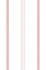 Alternating thin, vertical pink stripes and wider white spaces aligned in an evenly spaced repeating pattern. Peel and stick removable wallpaper.
