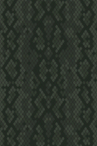 A repeating pattern resembling snake skin with a textured appearance featuring small, diamond-shaped scales in shades of dark green for peel and stick removable wallpaper.