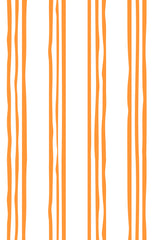 Orange wavy vertical stripes on a white background in a repeating pattern, peel and stick removable wallpaper.