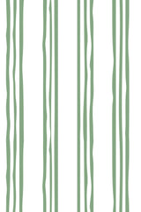 A minimalist wallpaper pattern with wavy vertical green lines spaced evenly on a white background, peel and stick removable wallpaper.