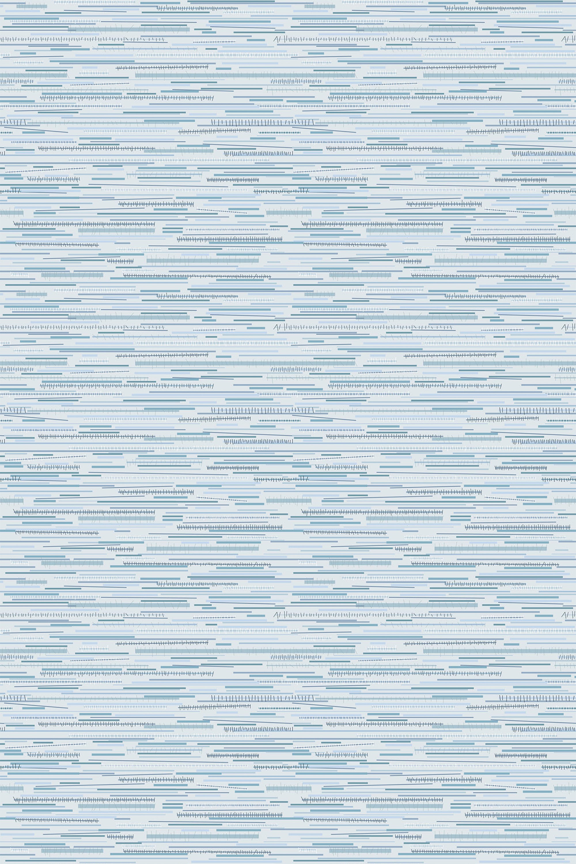 Blue and white horizontal lines varying in thickness and shade resembling a woven texture for peel and stick removable wallpaper.