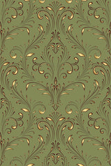 Olive green damask