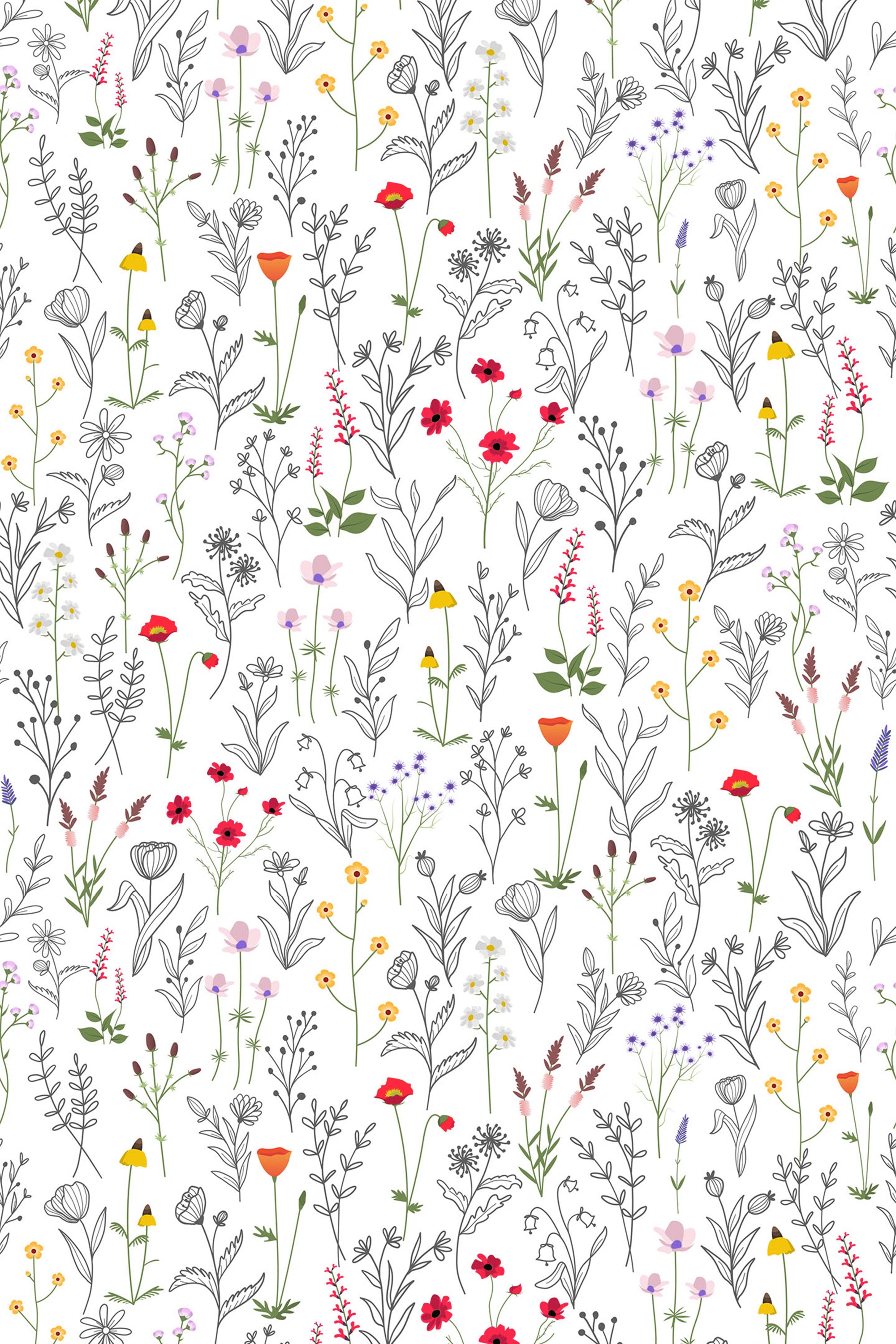 Boho Folk Floral Patterns By Flora Wild Designs