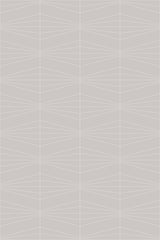 Thin white lines form a symmetrical, striped geometric pattern of interconnected diamonds on a light gray background. The design creates a modern and minimalist look with clean, angular shapes repeating across the surface. Peel and stick removable wallpaper.