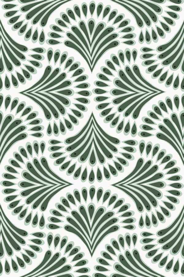 Green art deco paisley