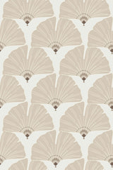 Neutral ginkgo leaves with delicate vein details are arranged in an arch pattern, repeating across a soft cream background. Peel and stick removable wallpaper.