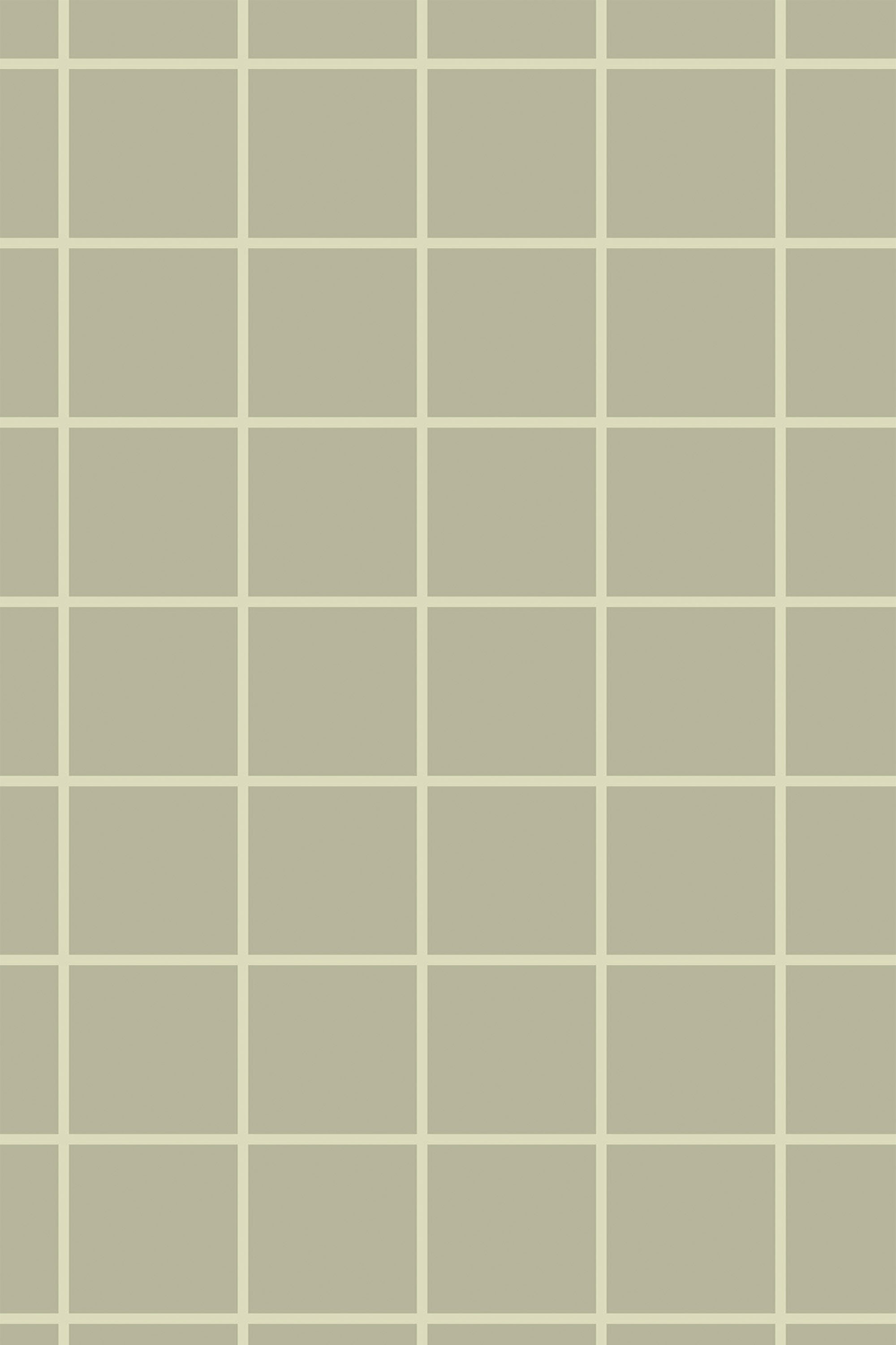 Green grid pattern with evenly spaced, thin, light-colored lines over a sage green background, peel and stick removable wallpaper.
