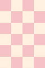 Pink and cream checkerboard pattern with alternating squares in a light pink and pale cream color. Peel and stick removable wallpaper.