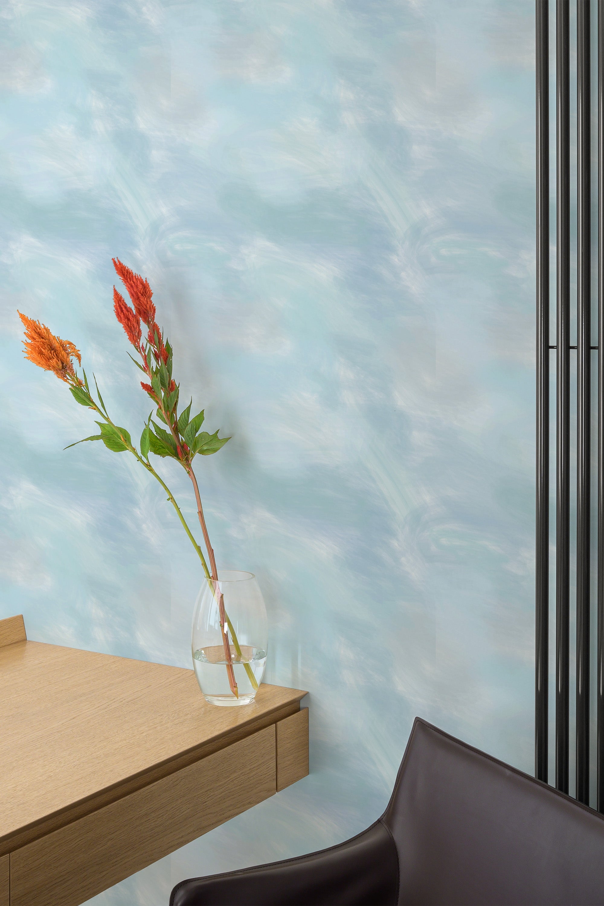 Self-adhesive wallpaper with a soothing blend of pastel hues resembling soft swirls, reminiscent of cotton candy clouds.