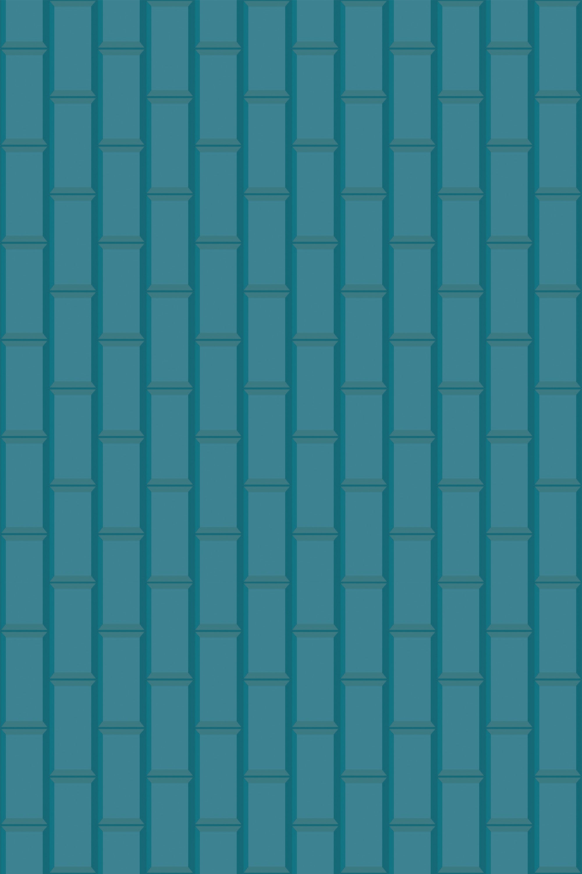 Blue subway tiles arranged in a staggered brick pattern with alternating shades of blue, providing a classic and modern look. Peel and stick removable wallpaper.