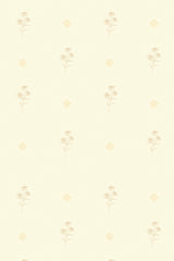 A minimalist wallpaper design with tiny floral patterns arranged in subtle square formations on a light cream background, peel and stick removable wallpaper.