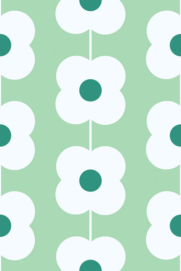 Green retro floral line