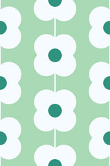 Green retro floral line