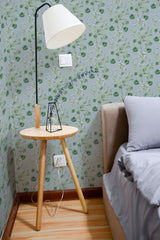 Self-adhesive wallpaper with a hand-drawn floral design featuring delicate flowers and intricate leaves in soft, natural tones, adding a touch of elegance to the room.