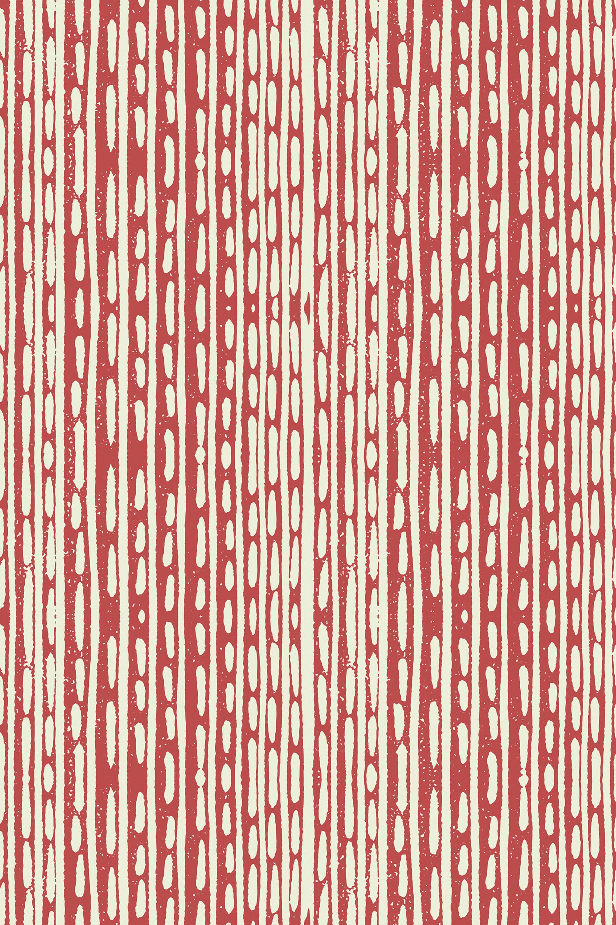 Abstract brush lines in red and white on peel and stick removable wallpaper.