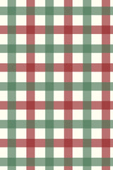 A pattern of vertical and horizontal stripes in autumn hues of green, red, and beige, forming a plaid design on peel and stick removable wallpaper.