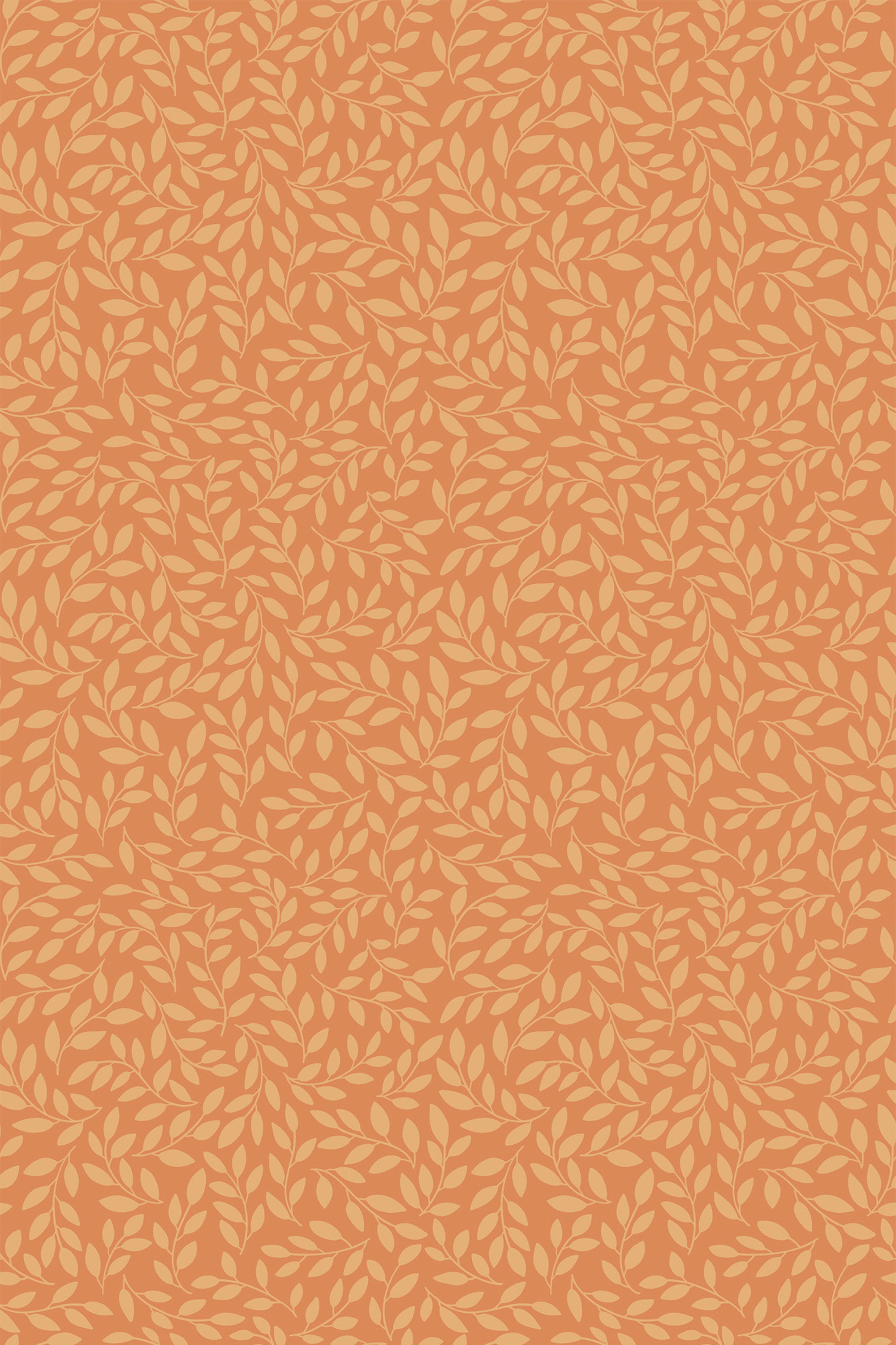 Orange and beige intertwined leafy branch patterns on a seamless background, ideal for a cozy autumn-themed decor, known as 'Autumn branch' peel and stick removable wallpaper.