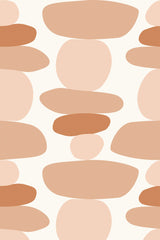 A pattern of stacked abstract boho dots in neutral shades on a light background, peel and stick removable wallpaper.