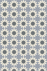 A pattern of stylized blue and white flowers on a neutral background, forming a seamless decorative motif for peel and stick removable wallpaper.