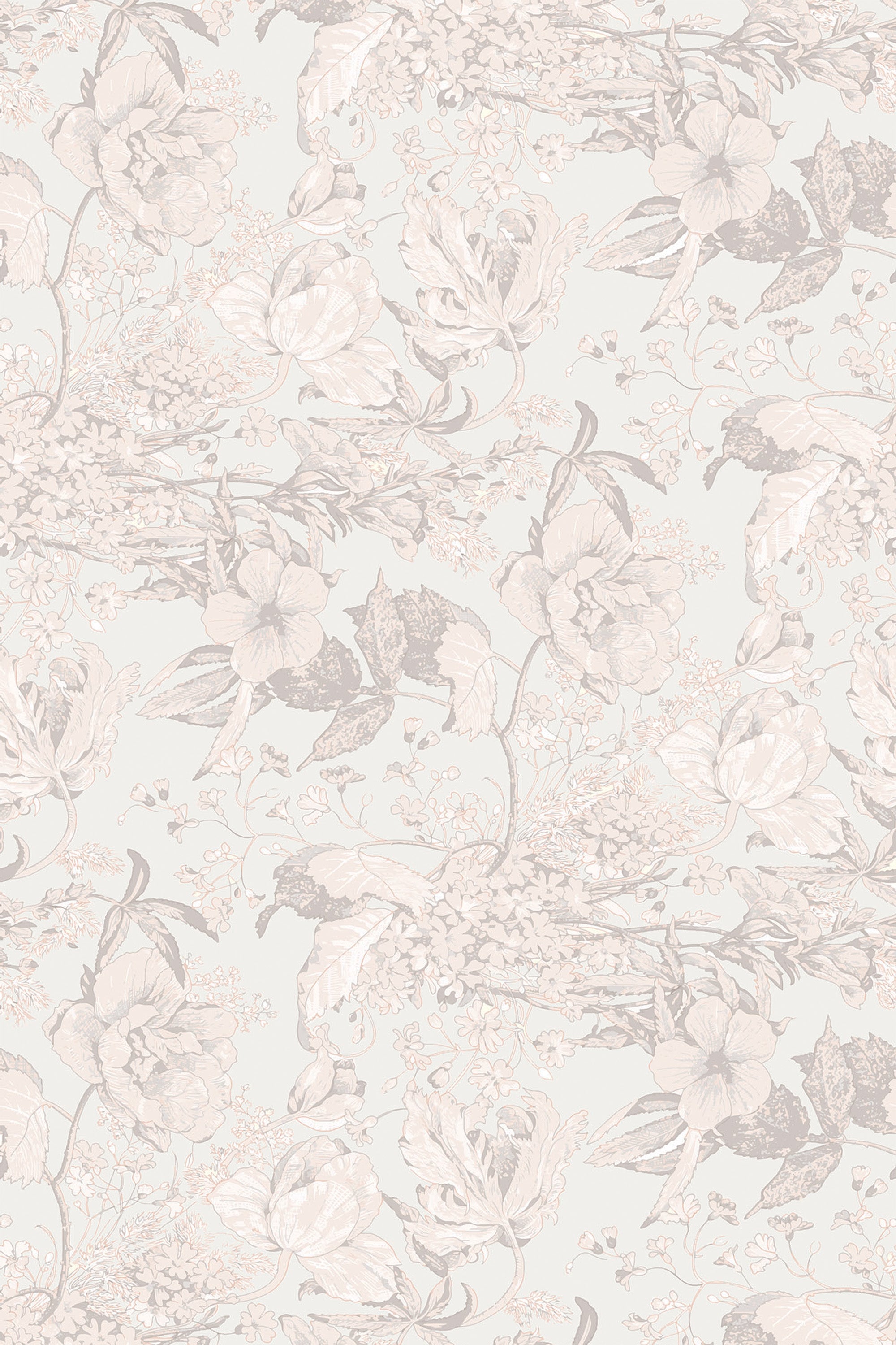 Elegant light floral pattern with delicate pale flowers and leaves on a soft background, ideal for a subtle home decor update with peel and stick removable wallpaper.