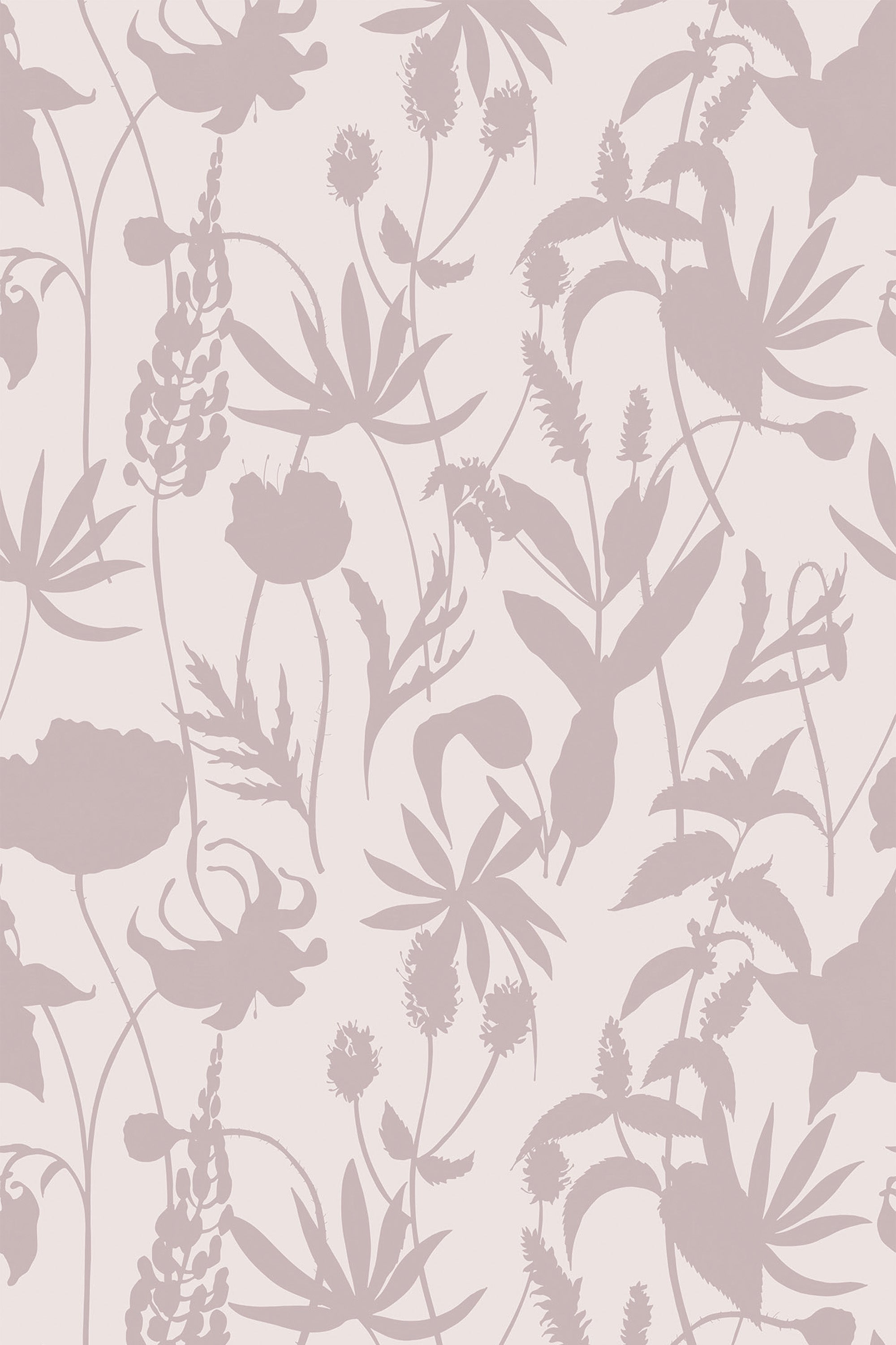 Elegant beige wallpaper with repeating pattern of floral silhouettes in a softer shade creating a shadow effect, perfect as a peel and stick removable wallpaper.