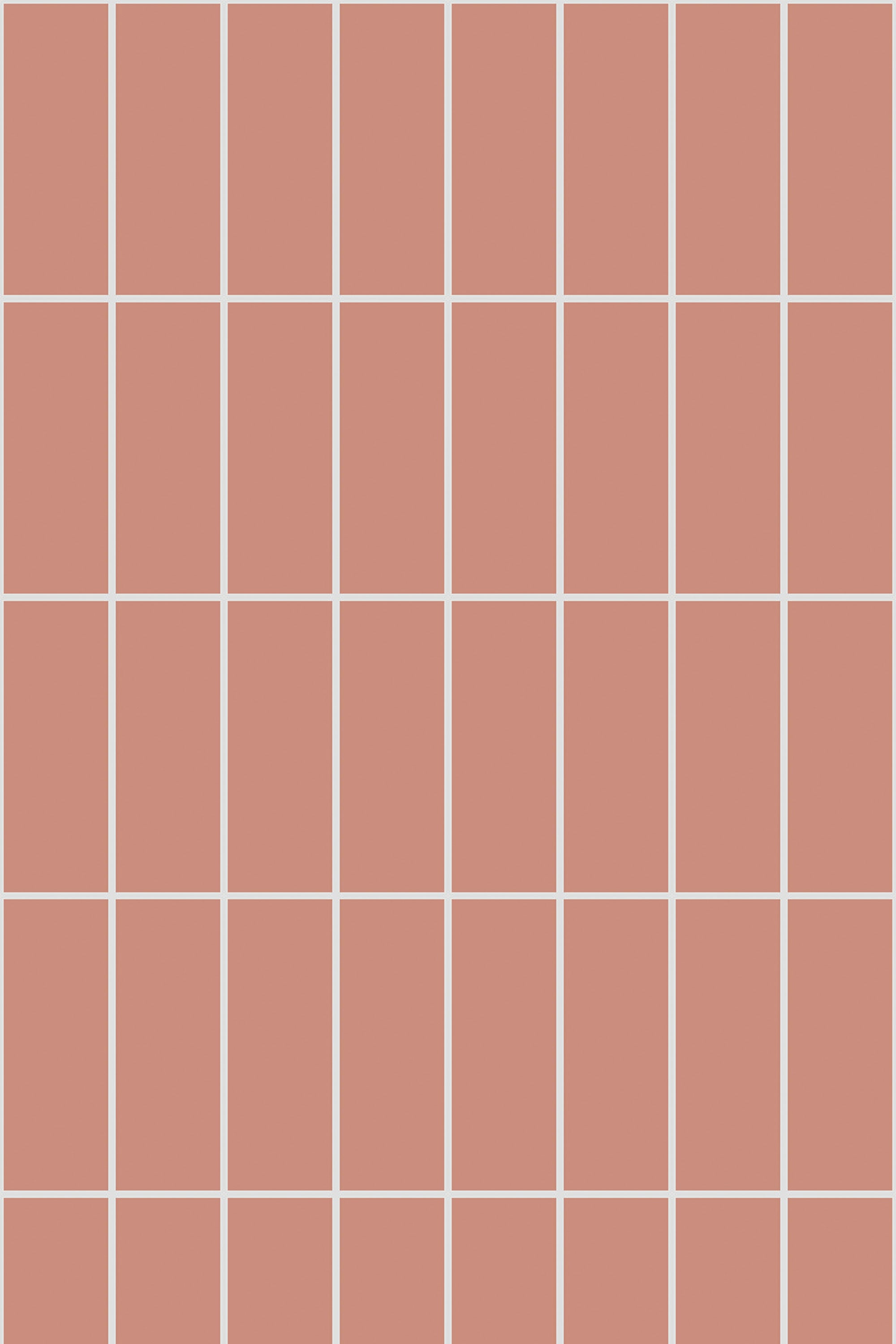 A pattern of small, evenly spaced pink squares separated by thin white lines on peel and stick removable wallpaper.