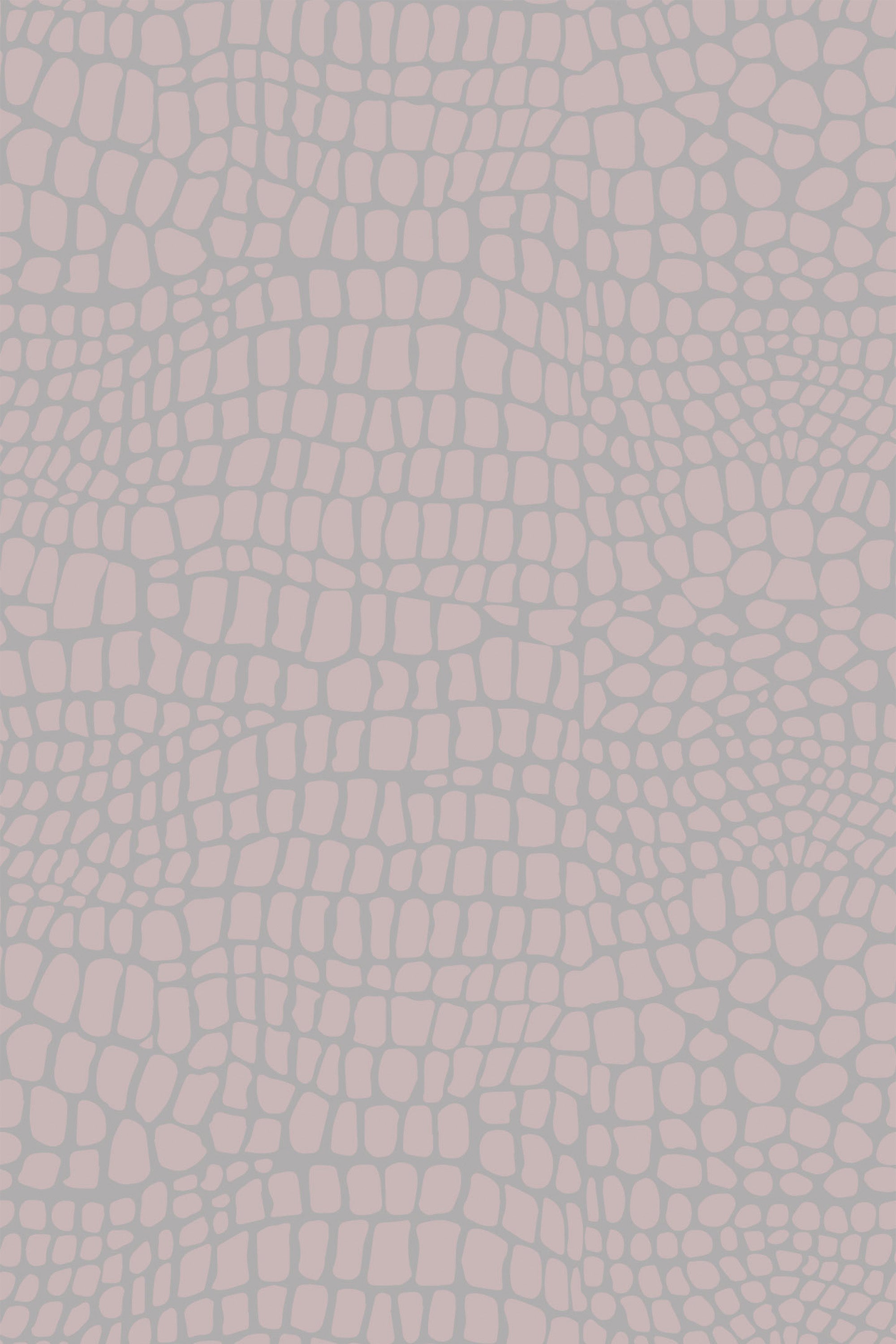 Pink and white snakeskin patterned peel and stick removable wallpaper.