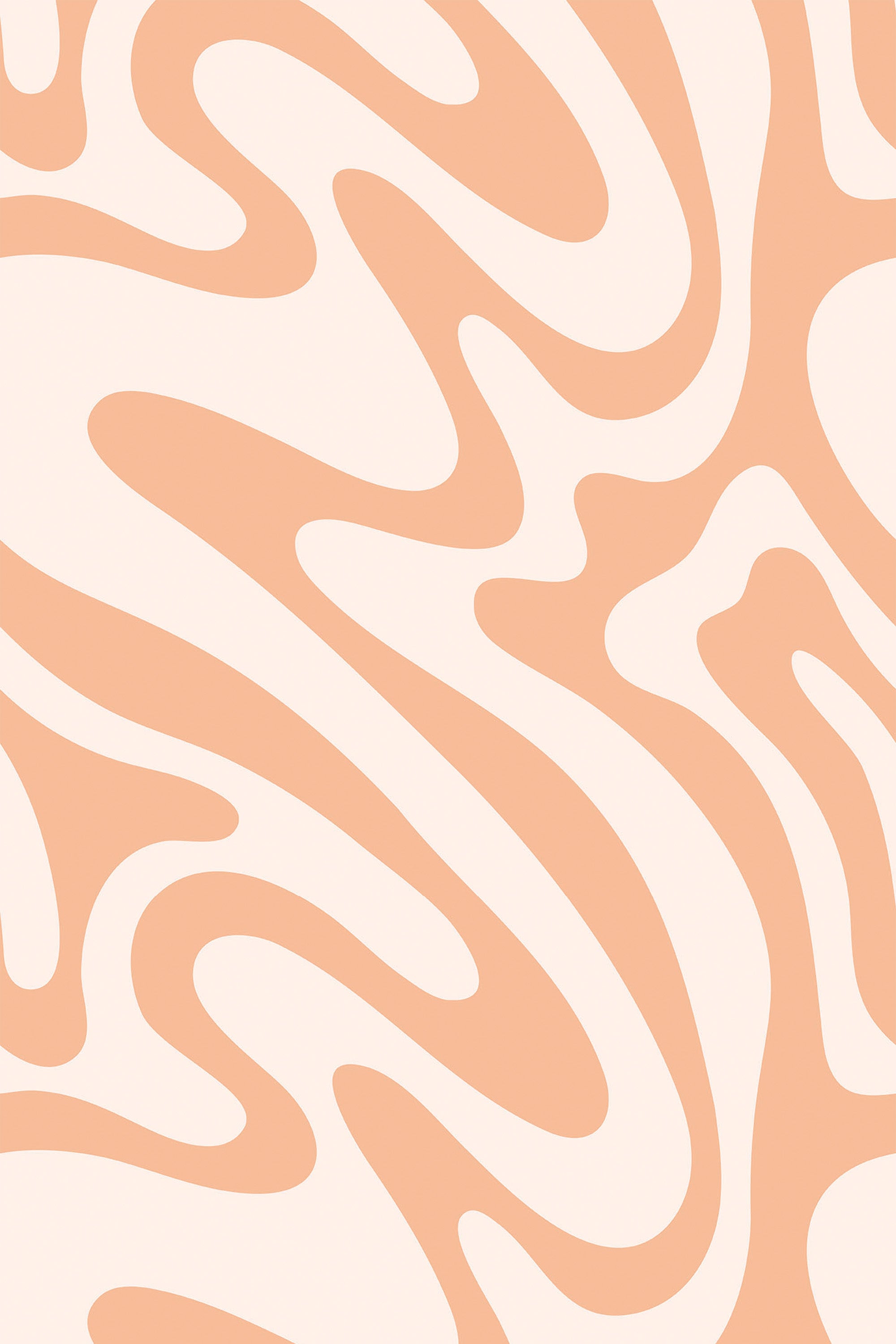 Peach and cream wavy lines forming a dynamic abstract pattern on a peel and stick removable wallpaper.
