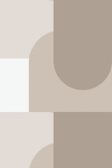 Abstract geometric pattern with overlapping shapes in beige and brown tones, suitable for a modern aesthetic, peel and stick removable wallpaper.