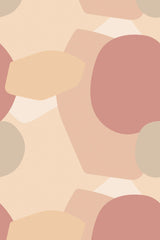 Organic shapes in muted pink, beige, and grey tones on a cream background, Simple boho geometry pattern, peel and stick removable wallpaper.