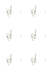 A pattern of stylized serious cats interspersed with dots on a plain background, forming a quaint and playful decor theme for a peel and stick removable wallpaper.
