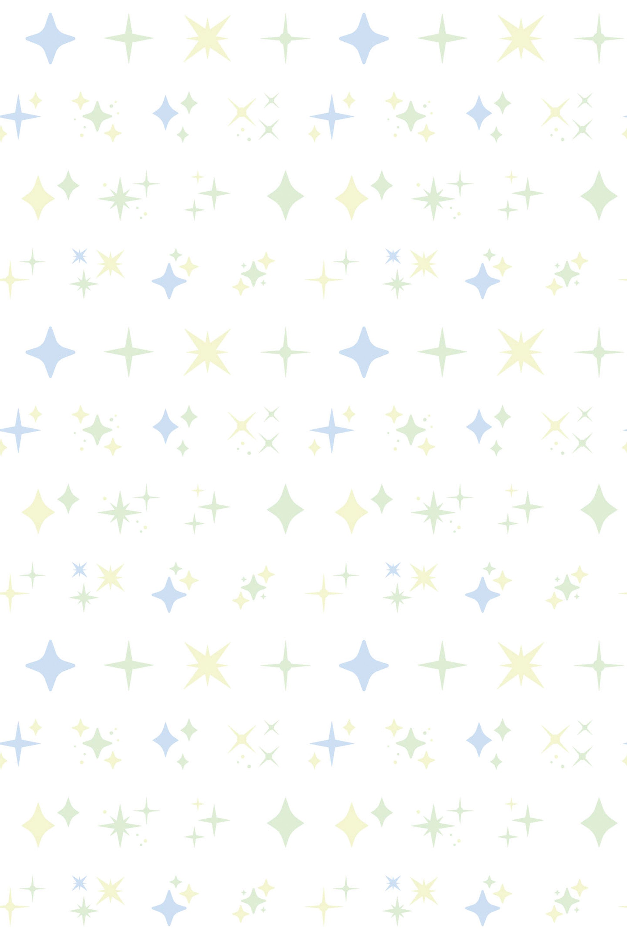 A pattern of pastel-colored stars and sparkles on a light background, known as Aesthetic star, suitable for peel and stick removable wallpaper.