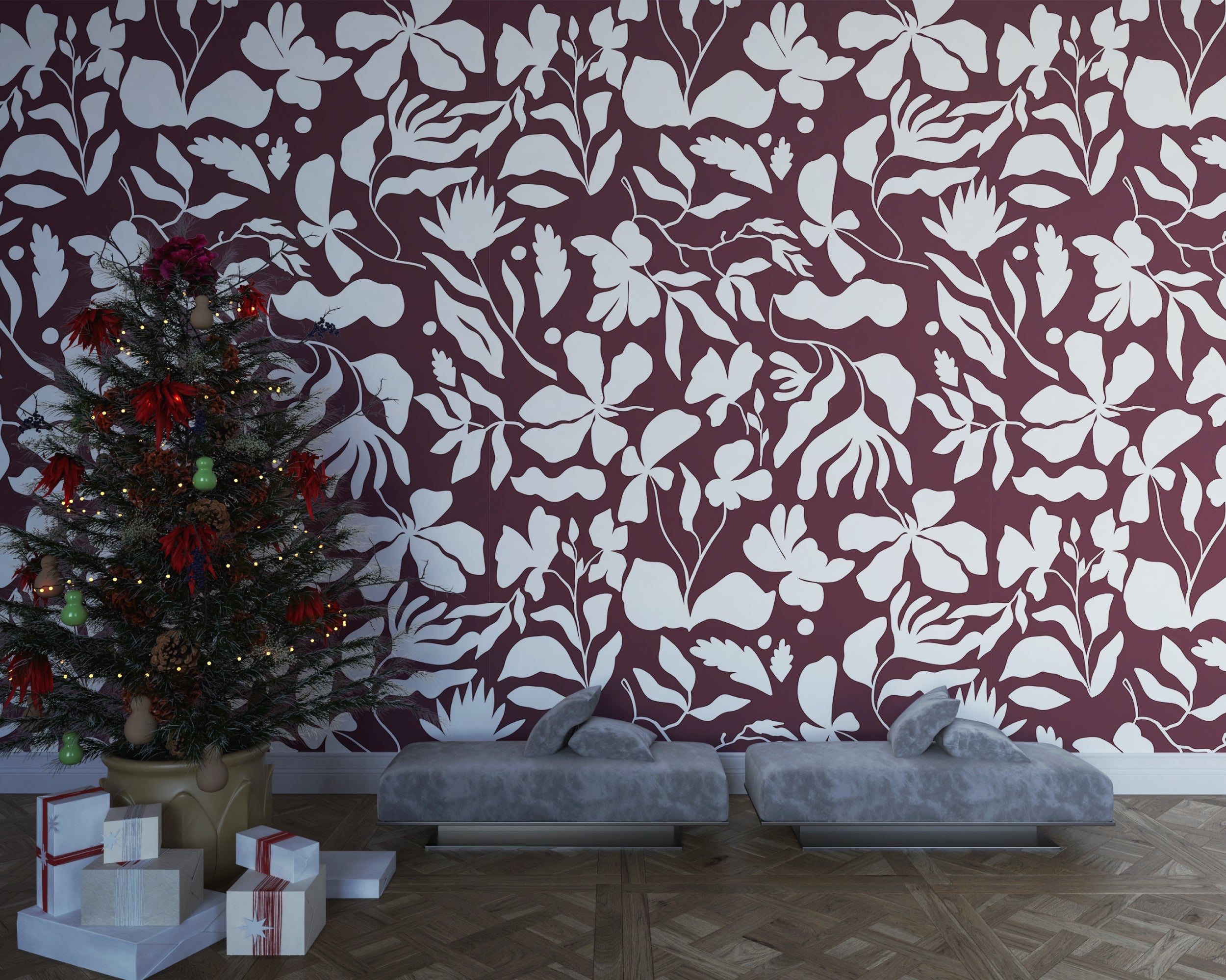 Sprinkle Holiday Magic Through Your Home with Our Luxury Wallpaper Designs