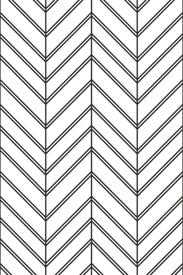 Black and White herringbone wallpaper pattern