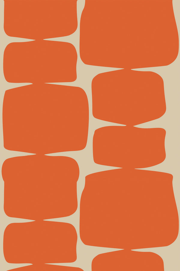 Orange retro shapes wallpaper for walls