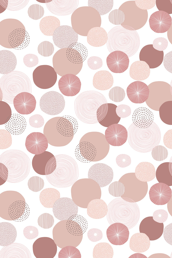 Abstract pink circle wallpaper pattern with varied textures