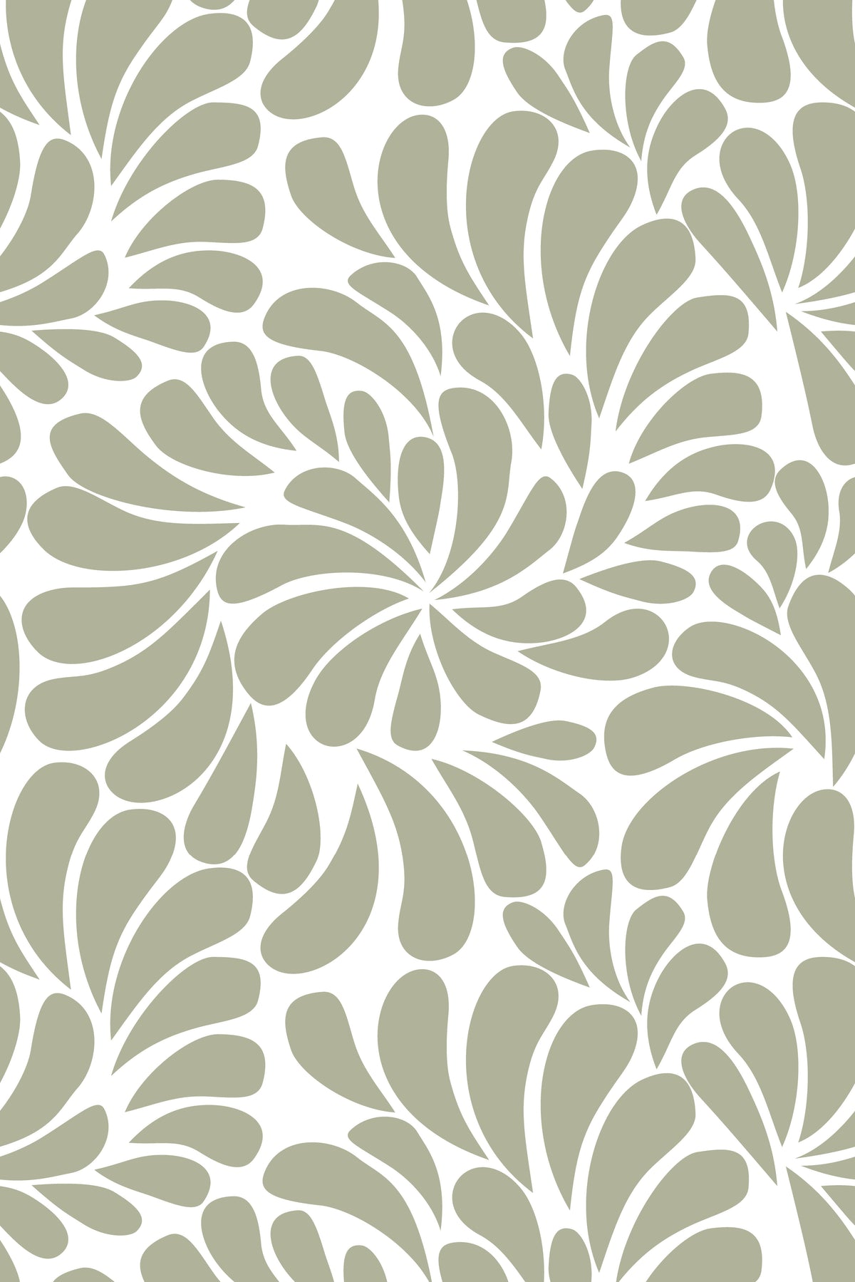 Sage green wallpaper with scattered clusters abstract flowers 