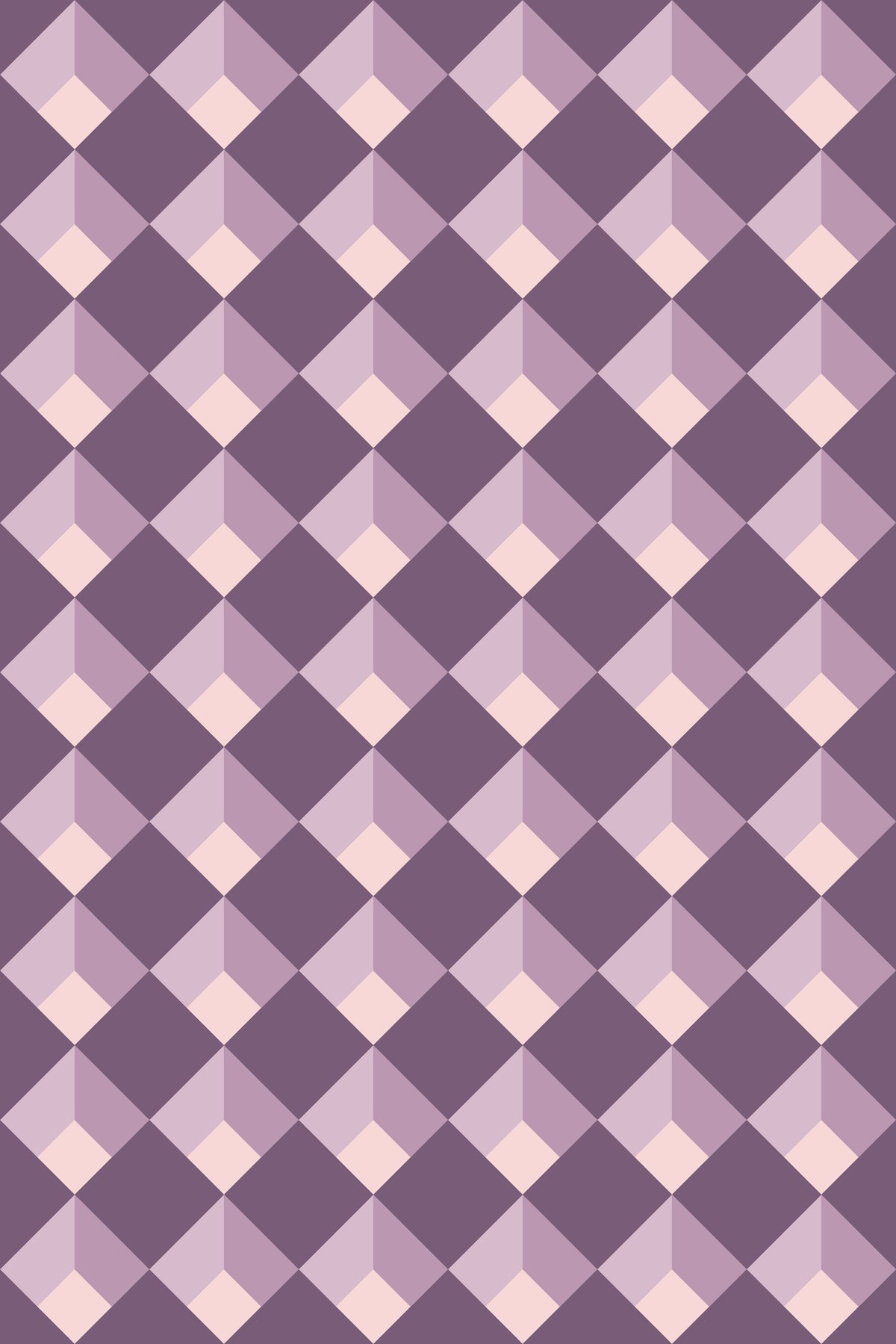 Geometric wallpaper with repeating diamond shapes in deep plum.